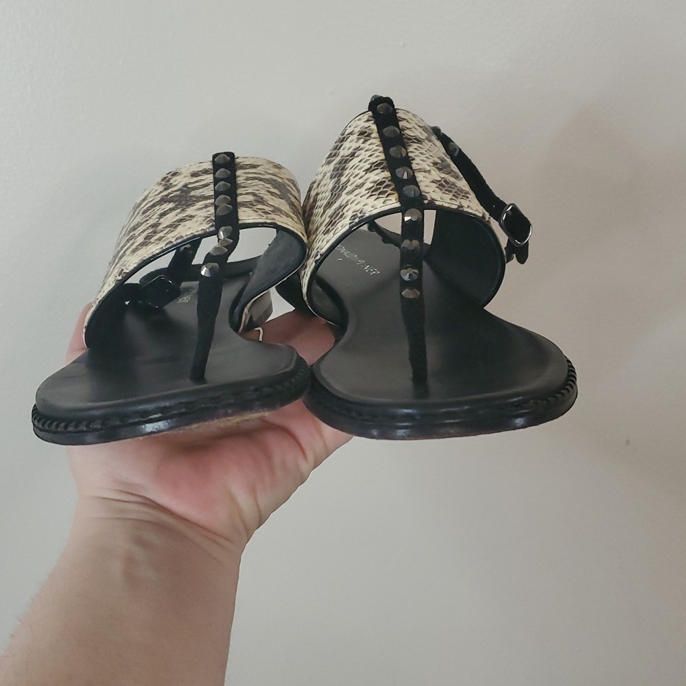 Donald J Pliner Lacy SP Animal Printed Sandals Size 8 Ankle Strap Stud Details - Picture 6 of 12